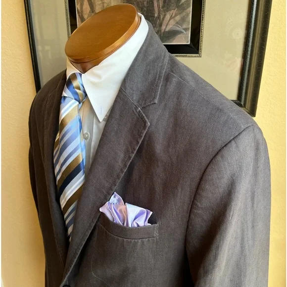Kenneth Cole New York All Linen Gray Jacket Size 42R